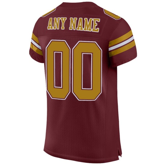 Maillot de football authentique personnalisé bordeaux vieil or et blanc en maille Maillot de football authentique personnalisé bordeaux vieil or et blanc en maille